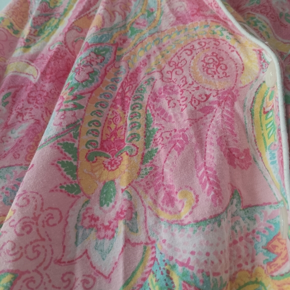 Lauren Ralph Lauren Paisley Button-Front Short Sleeve Pajama Top XL - Picture 5 of 7